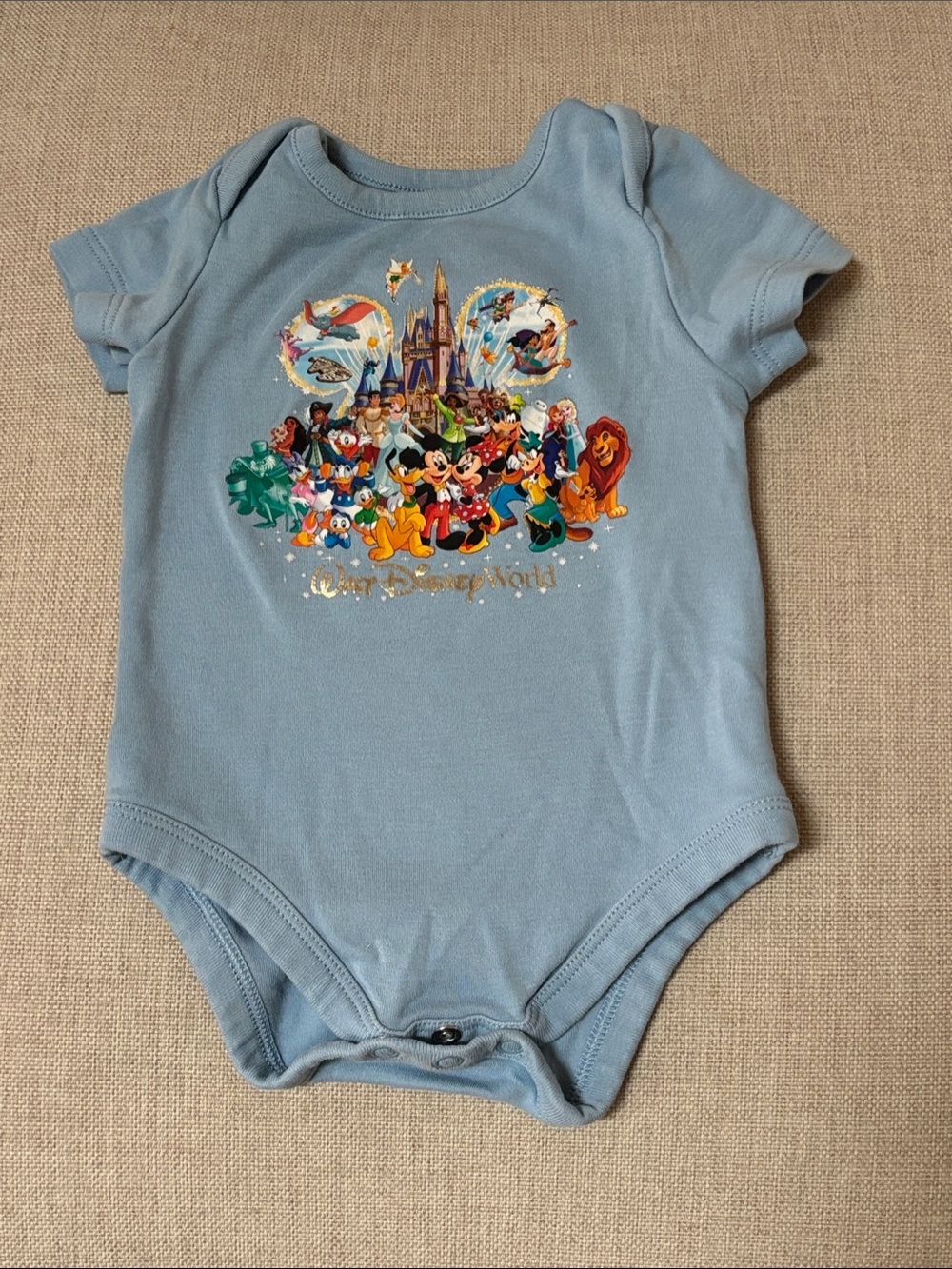 Disney World Light Blue Mickey & Friends Graphic Baby Bodysuit